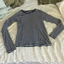 Navy Blue and White  Striped Longsleeve Shirt