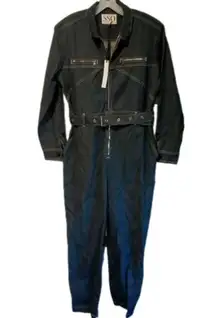 SSO by Danielle Denim Long Sleeve Zip Jumpsuit Overalls Coveralls sz Large, NWT