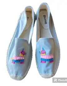 Soludos Women's Pinata Smoking Slippers size 9 quirky artsy canvas espadrilles
