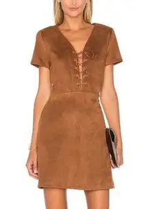 Lucy Paris x Revolve Jaida Faux‎ Suede Brown Mini Dress Size Medium