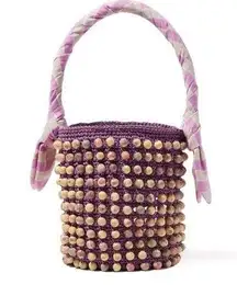 NWT  Beatrix Crochet Stone Pastel Confetti Beaded Purple Bag Tote