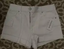 White PacSun ultra high rise cargo short