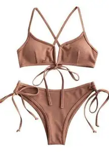 NWT ZAFUL Two Pieces Ribbed Padded Bikini