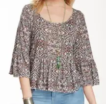 Free People Cropped Peplum Flare Sleeve Top