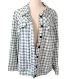 Isaac Mizrahi True Denim Gingham Jean Jacket Soft Spruce