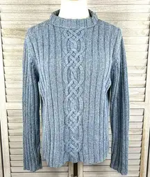 L.L. BEAN 100% Cotton Turtleneck Sweater Blue/Gray-Medium