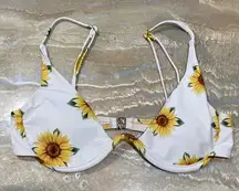 Sunflower Print Bikini Top Size Small