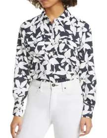 Joie Eastona Blue & White Derp Sea Floral Button Down Shirt Women’s Size XXS