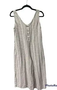Linen Blend Striped Jumpsuit Small