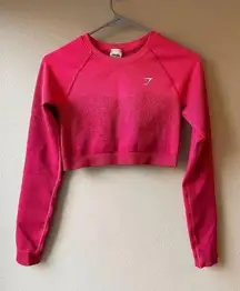 Gymshark Compression Pink Ombre Cropped Long Sleeve Top Size Small