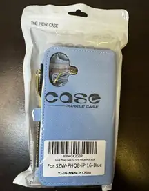 iPhone 16 6.1” Case Wallet Case Floral Wristlet Blue Card Holder Phone FC7