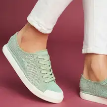 Tretorn Sz 7.5 Women's Green Tournament Net Mesh Low‎ Top Sneakers