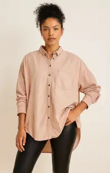 Free People We The Free Oversized Chambray Shirt Jacket Pink Size XL *flaw