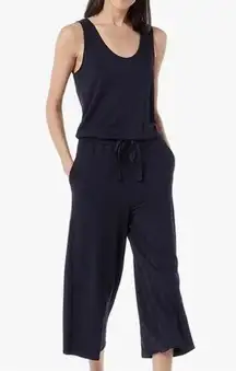 Daily Ritual Navy Supersoft Ribbed Sleeveless Wide Leg Midi‎ Jumpsuit Size Small