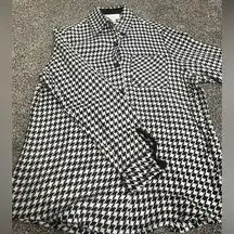 Susan Graver Black and White Houndstooth Button-Up long sleeve jacket L
