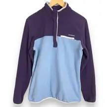 Columbia Sportswear Fleece Pullover Snaps Mountain Side Purple‎ Blue Women Sz XL