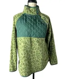 J.Crew  Jacket Women's Small Green leopard print Fleece Sherpa Pullover