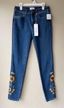 Driftwood Jackie High Rise Skinny Jean Falling Sunflower Women's Waist Size 25