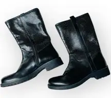 Geox Women's Rawelle Biker Boots Black Snakeskin Embossed Leather Size 36 US 6