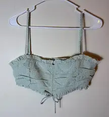 Princess‎ Polly Gingham Crop Top Ruffle Trim Tie Front Green White Size US 10