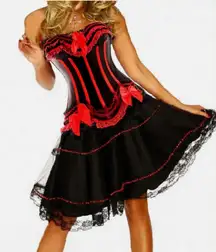 Black &Red Burlesque Moulin Rouge Corset Victorian Ren Faire Corsets Costume Top