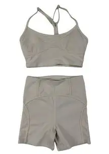 L*Space - Revel Sports Top & Bike Shorts in Beige