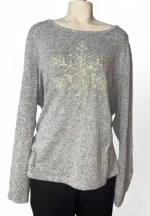 Falls Creek grey sparkle snowflake long sleeve top shirt woman’s 1X