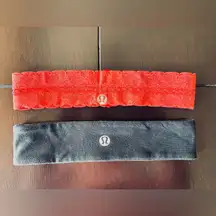 Lululemon Athletica 2 Headbands Coral Swiftly & Black Flyaway
