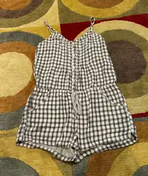 Plaid Pajama Sleepwear Romper Button Spaghetti Straps Y2K Style Size Small
