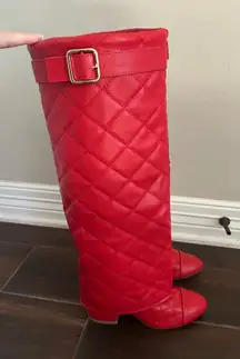 Red Knee High Boots size 6 new 