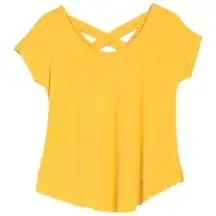 Bobeau Size 2x CROSS BACK SHORT SLEEVE SLUB T-SHIRT IN YELLOW HAZE