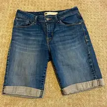 Levi’s Medium Wash Denim Rolled Bermuda Shorts