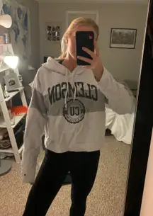 Champion Cropped Gray Clemson Hoodie