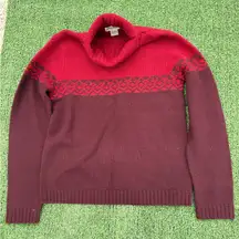 Eddie Bauer 100% lambswool Women's Red and Maroon Turtleneck Sweater