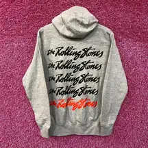 The Rolling Stones Cursive Spell-Out Hot Lips Band Hoodie S