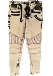 Affliction Women’s White & Black Raquel Womens Bleached Jeans Size 28