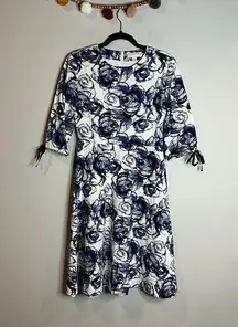 Anthropologie  Mignon Doo white and blue floral dress