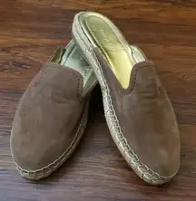 Prada Brown Suede Women's Loafers Mule Espadrille Size 39.5