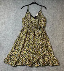 Altard‎ State Floral Mini Dress V Neck Ruffle Hem Spaghetti Strap Party Casual L