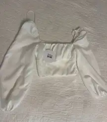 Princess Polly Ariah Long Sleeve‎ Top US 0 AU 4 White Ruched Crop Blouse NWT
