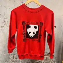 Vintage 1980s 1988 Panda San Diego Zoo Red Crewneck Sweatshirt Small S USA Made