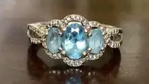 Vintage Lab-Created Blue Topaz 925 Ring Size 6 3/4