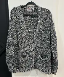 Vintage Street Scenes Acrylic Button Up Popcorn Cardigan Sweater Size L