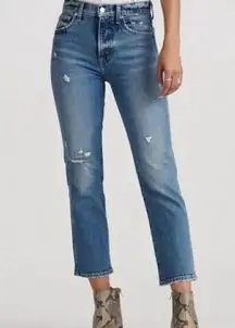 Lucky Brand  High Rise Authentic Straight Crop Distressed Denim Jeans