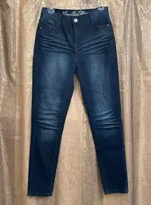 Vanilla Star dark washed/whiskered indigo skinny jeans, size 9 NWT