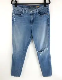 Level 99 Womens Jeans Stella Slouchy Skinny Medium Wash Distressed Stretch 30