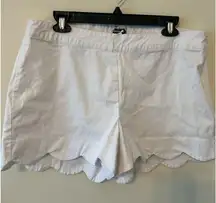 Women’s White Scallop Shorts by Mud Pie Side Zip Size Large‎