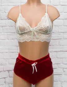 Red & White, Lace & Satin, Lingerie Set