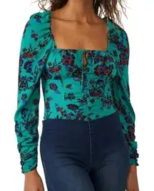 Free People Hilary Green Floral Top