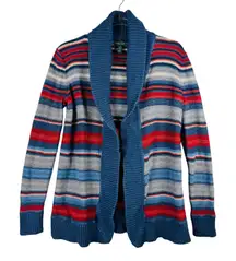 Ralph Lauren Jeans Southwestern Striped Cardigan Sweater Open Front Knit‎ Blue S